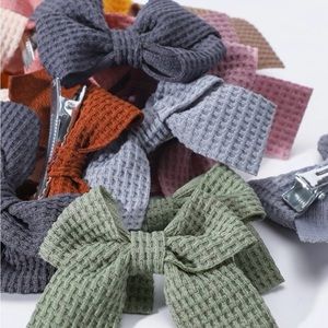 Hair Bows, Pack of Ten, Assorted Colors, Girls Hair Bows, Waffle Bow, Ha…